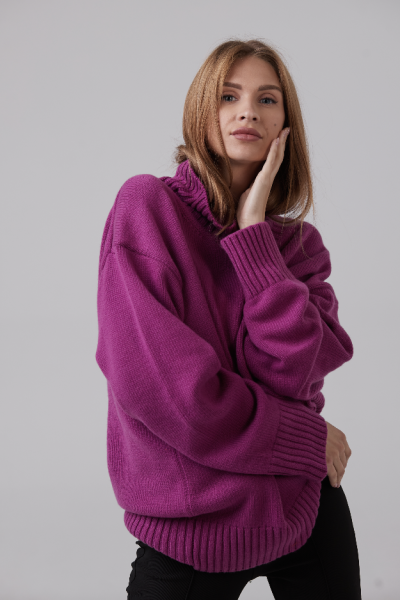 100% MERINO VILNAS DŽEMPERIS “NIKOLE” AR APKAKLI