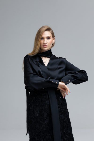 100% ZĪDA BLŪZE AR BANTI