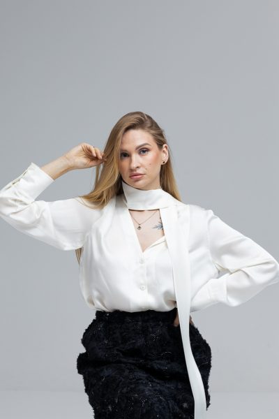 100% ZĪDA BLŪZE AR BANTI