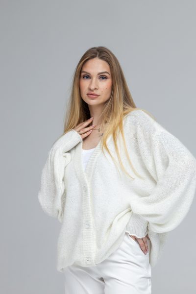 KIDMOHERA DIAMOND CARDIGAN WITH SEQUINS