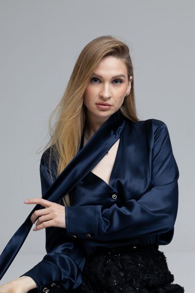 100% ZĪDA BLŪZE AR BANTI